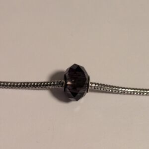 Silver Dark Purple Faceted Charm‎ for Pandora Style Bracelet
